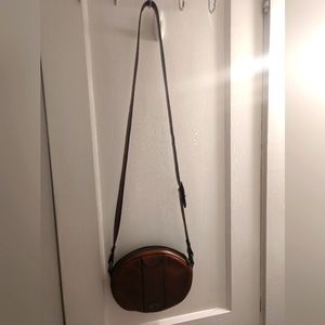 VINTAGE RICH BROWN LEATHER CROSSBODY PURSE